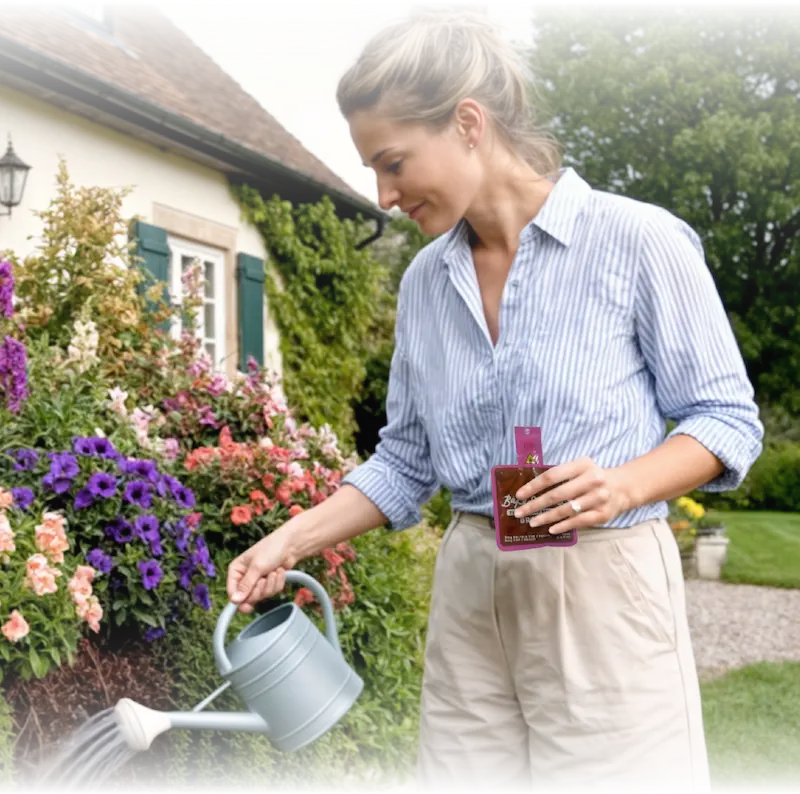 Person gardening with BakeSale Vibes product